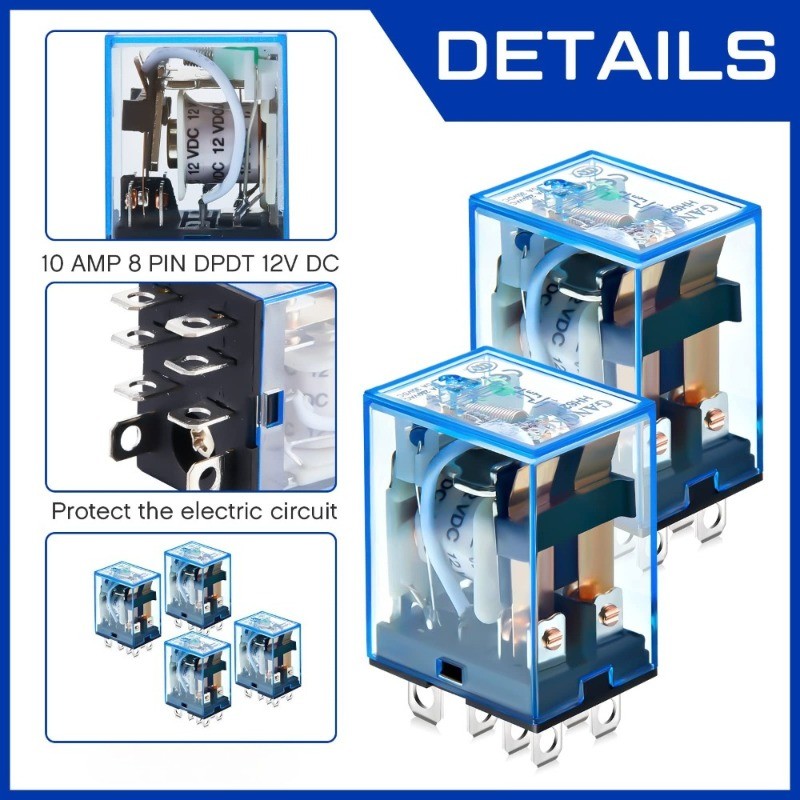 LY2 General Purpose LY2NJ HH62P Electronic Micro Electromagnetic Relay LED Lamp 10A 8 Pins Coil DPDT DC12V 24V AC 220V