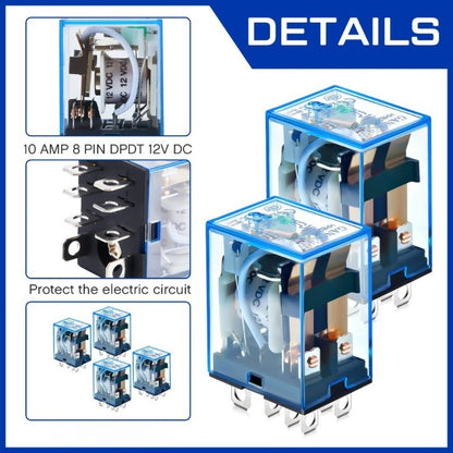 LY2 General Purpose LY2NJ HH62P Electronic Micro Electromagnetic Relay LED Lamp 10A 8 Pins Coil DPDT DC12V 24V AC 220V