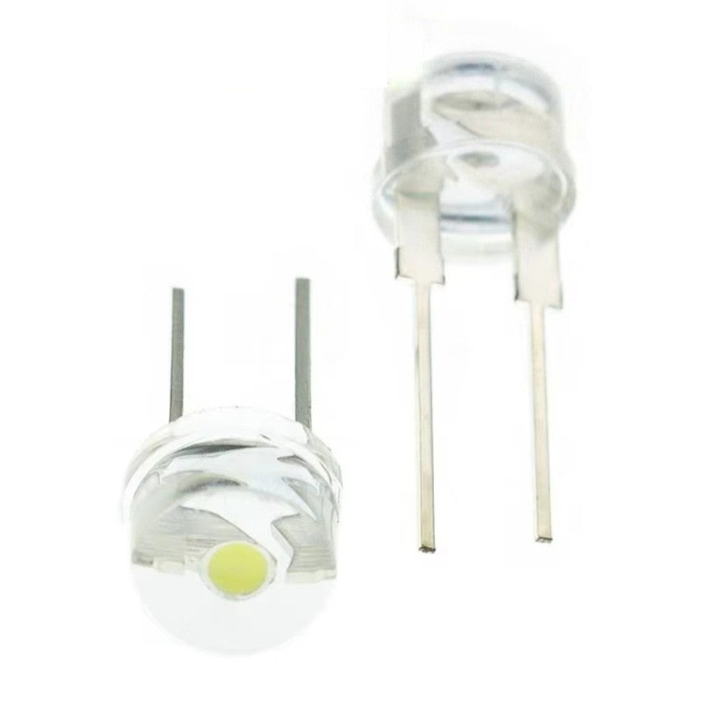 50PCS F8 8MM White Blue Green Red Yellow LED Super Bright Straw Hat Light Emitting Diode Highlighted White 0.5W Astigmatism