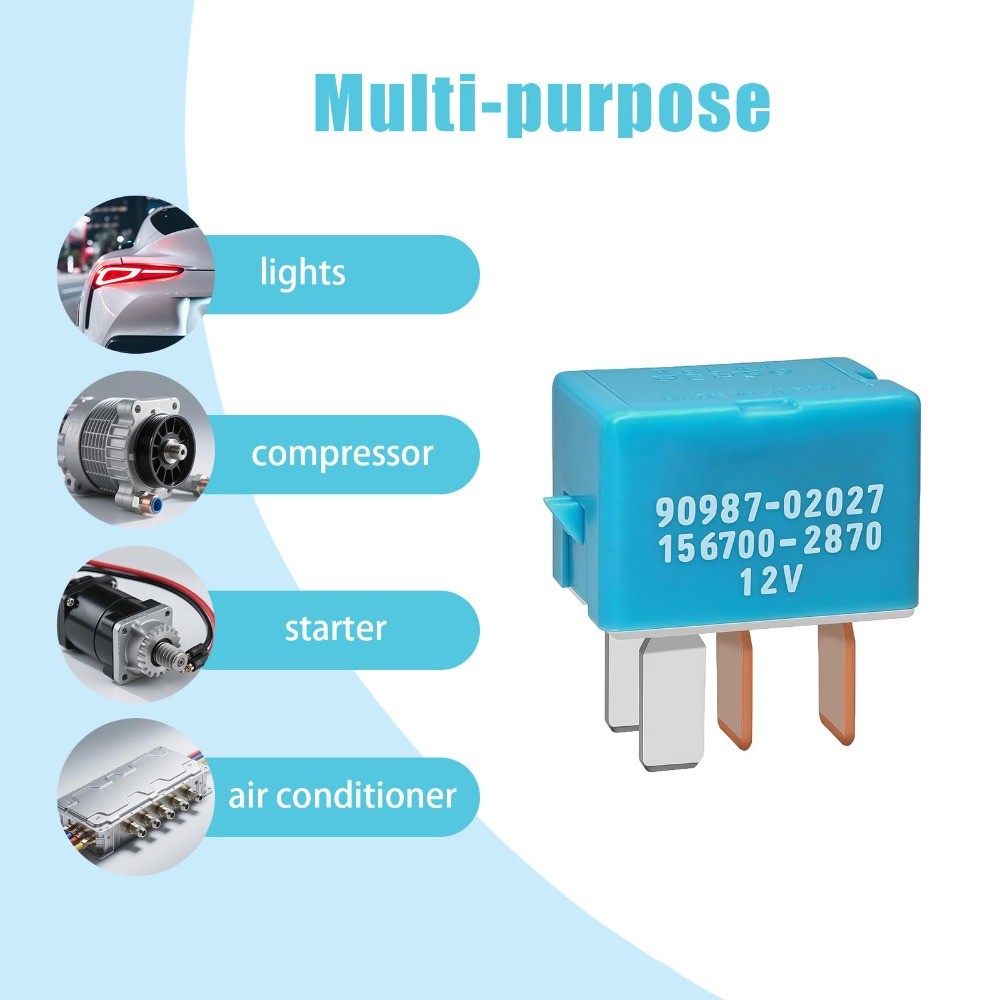 90987-02027 Relay 4Pin 12V Relay for Automotive Electrical Systems - 90080-87026 90987-02028 Replacement for 1997-2014 Toyota Lexus and Camry Vehicles